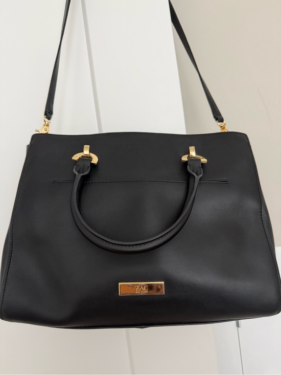 Zac Posen Handbags - ZAC Zac Posen Zac Eartha East West Black Leather Satchel Gold Hardware Bag